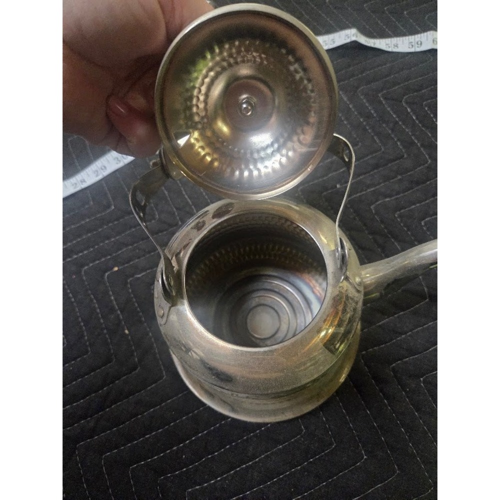 Vintage Floral Stamped Stainless Steel Tea Kettle Floral Ceramic Handle Korea - Picture 7 of 9